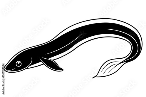 eel fish silhouette vector illustration white background