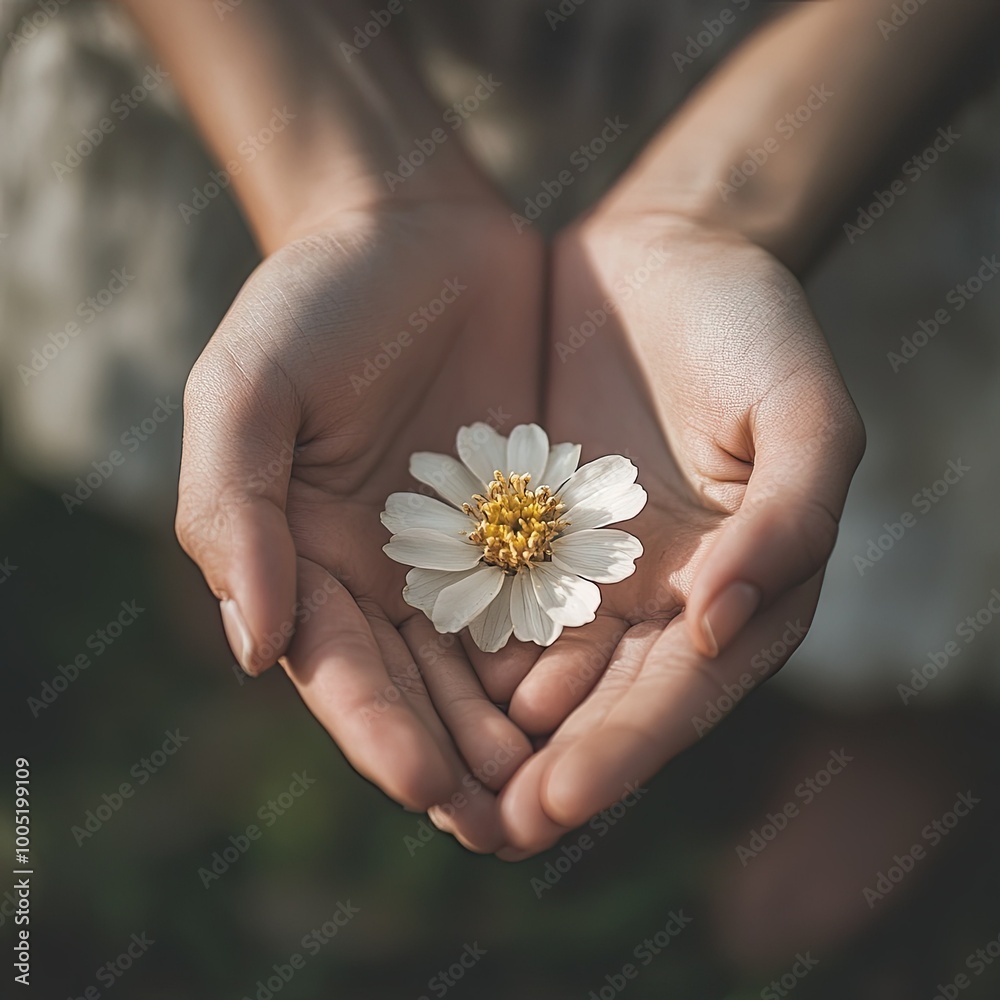 Delicate Flower Held with Care and Focus Delicate Flower Held with Care and Focus
