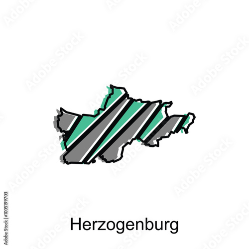 map of Herzogenburg vector design template with colorful geometric style, national borders and important cities illustration design photo