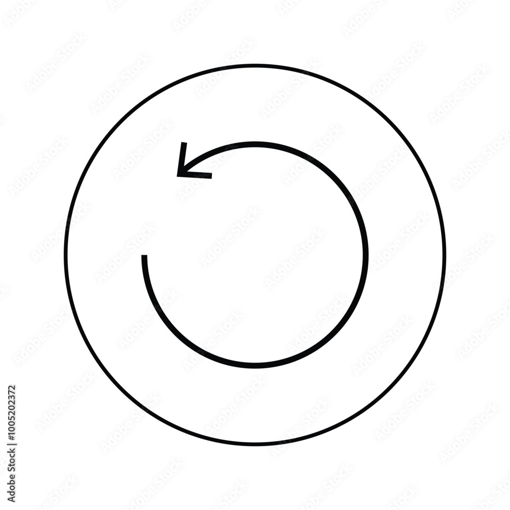 Rotate left Line out icon with circle. Rotate left Line out icon with circle.