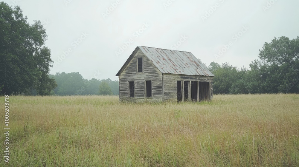 Weathered Wooden Farmhouse in Tall Grass Weathered Wooden Farmhouse in Tall Grass
