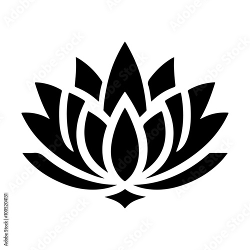 Black silhouette lotus flower icon design