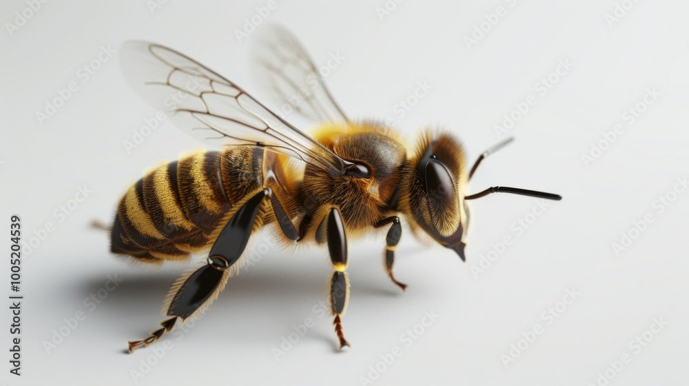 Realistic 3D Honeybee in Minimalist Style Realistic 3D Honeybee in Minimalist Style