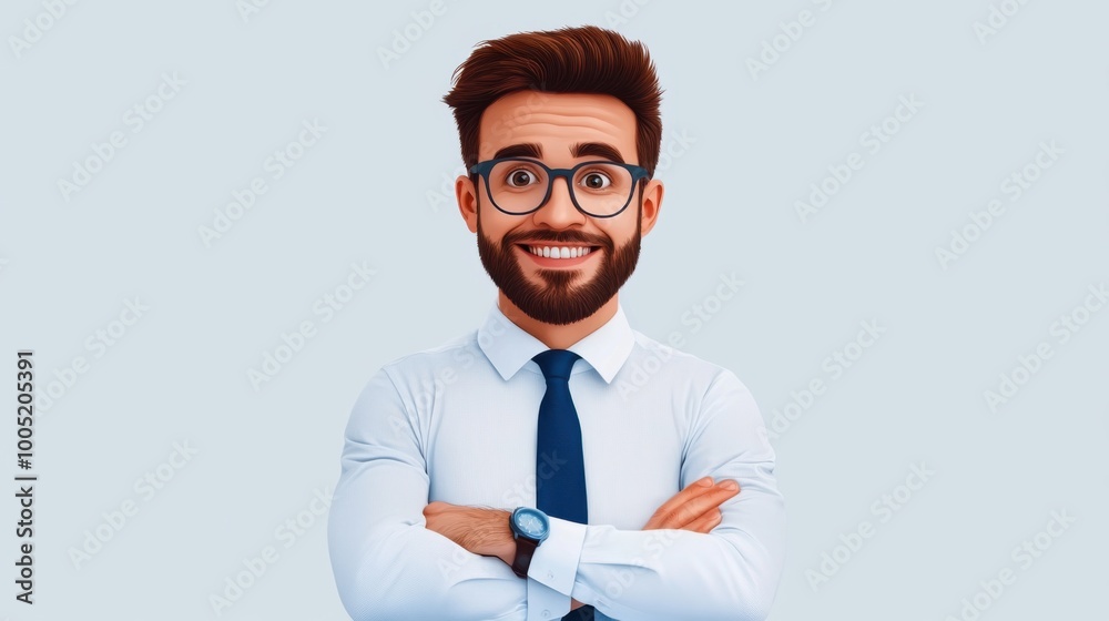 Confident Businessman Smiling with Crossed Arms