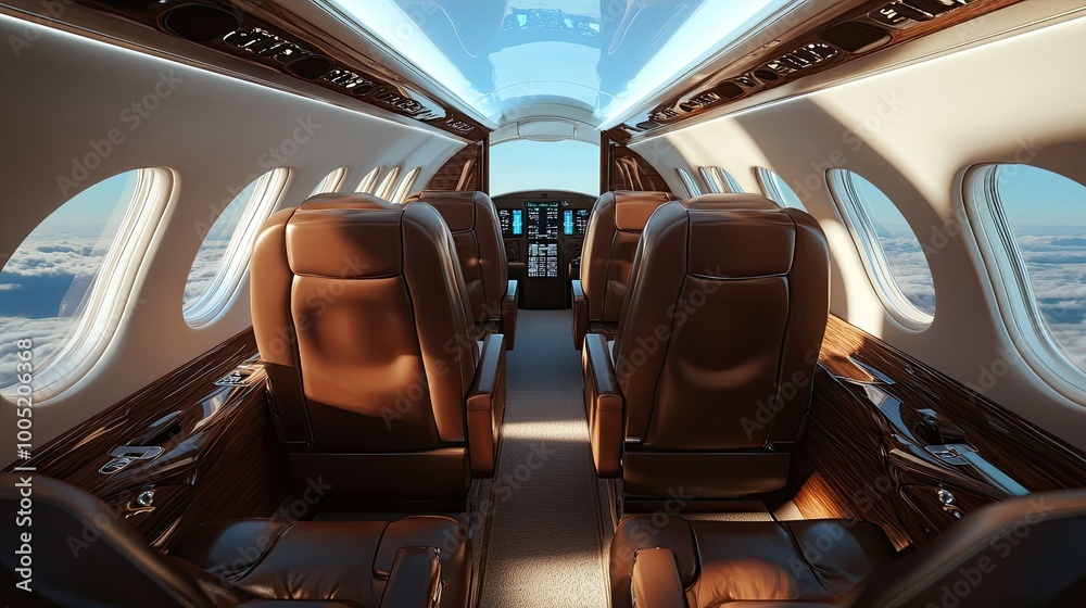 Luxury Private Jet Interior with Leather Seats Luxury Private Jet Interior with Leather Seats