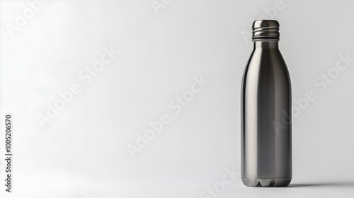 Water Bottle with Ample Copy Space, Isolated on White Background