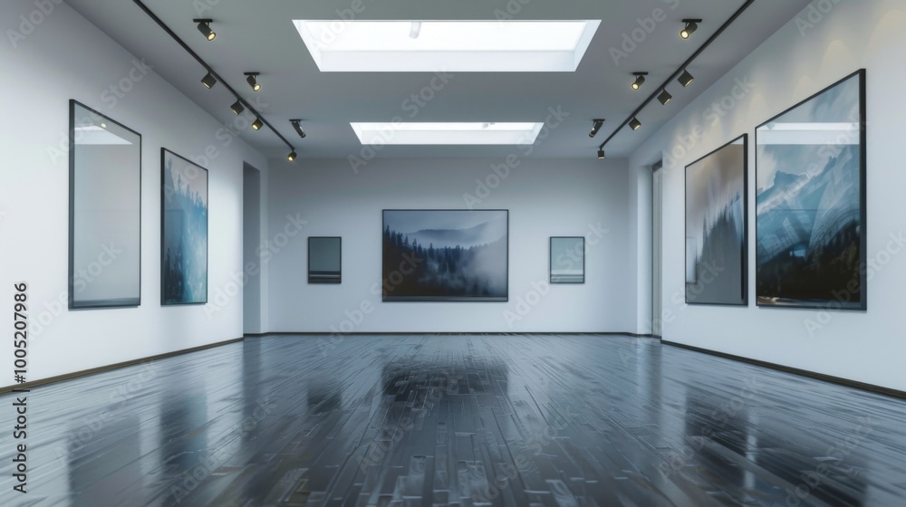 Modern Art Gallery Interior with Clean Background Modern Art Gallery Interior with Clean Background