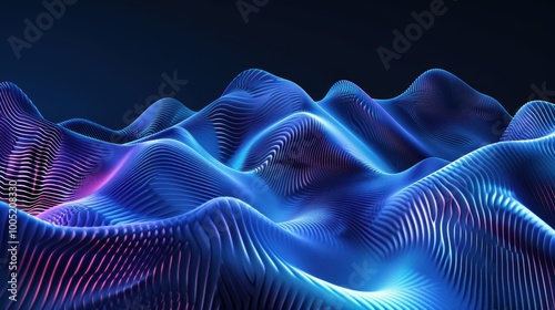 Abstract Blue and Purple Wavy Pattern with Glowing Lines