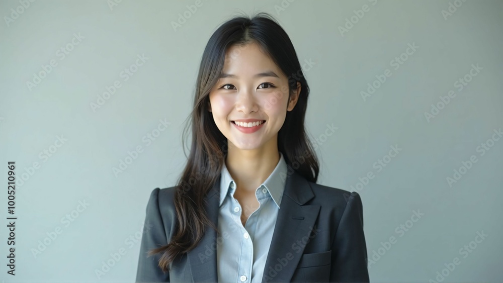 Asian Businesswoman Smiling in Formal Suit Asian Businesswoman Smiling in Formal Suit