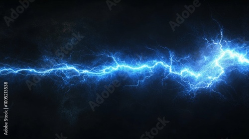 Abstract blue lightning bolt on black background.