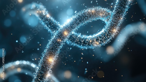 Abstract DNA Structure with Glowing Particles