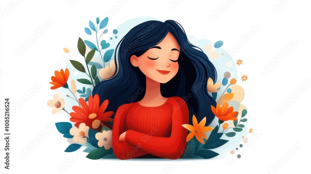 Savvy Girl Surrounded by Floral Elements Savvy Girl Surrounded by Floral Elements