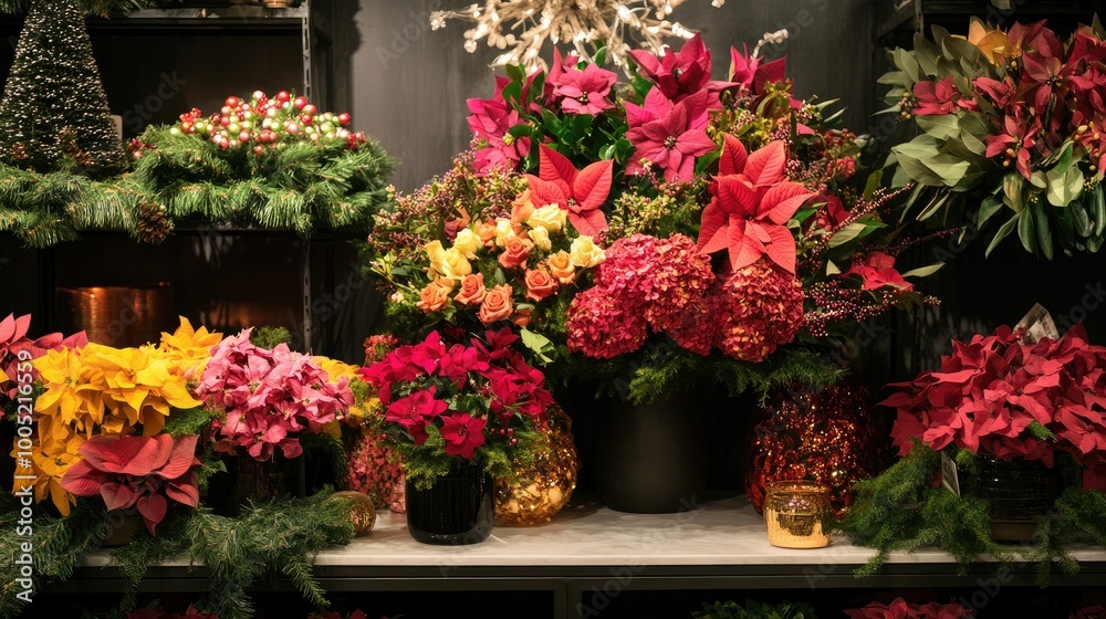 Fototapeta premium Colorful Seasonal Flower Display for Festive Settings