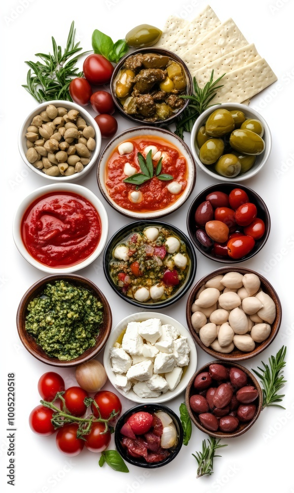 Mediterranean Appetizer Variety with Olives, Cheese, and Tomatoes Mediterranean Appetizer Variety with Olives, Cheese, and Tomatoes