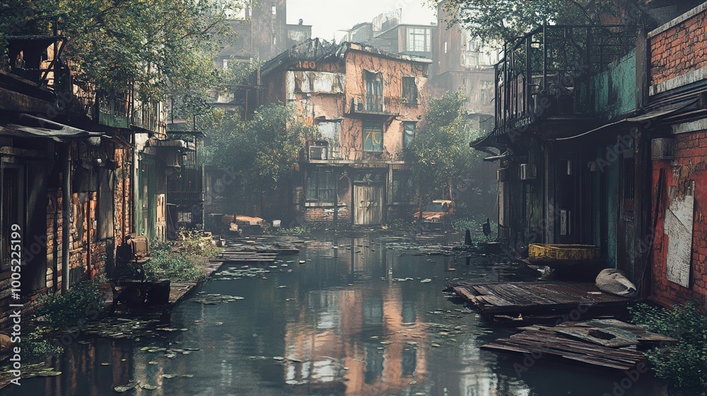 Fototapeta premium Flooded Streets of a Forgotten City