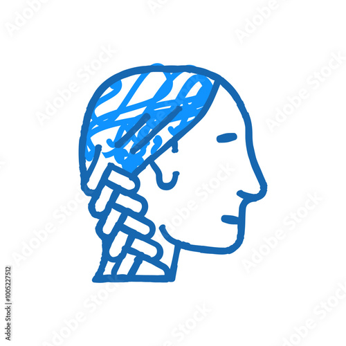 french braid hairstyle female doodle icon sketch vector. french braid hairstyle female sign. isolated symbol illustration