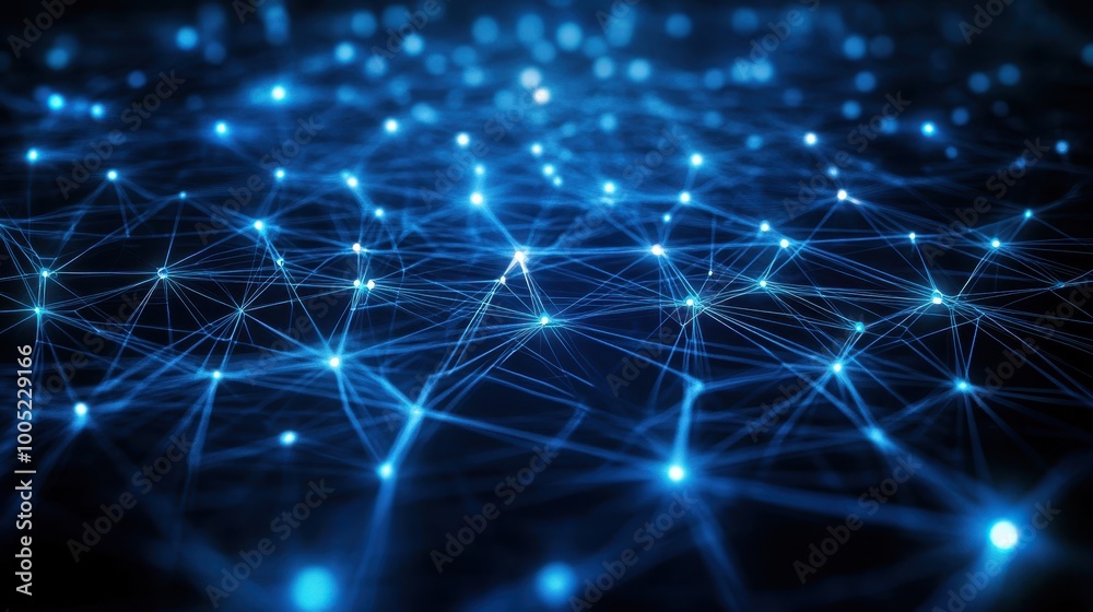 Fototapeta premium Abstract Blue Network Connection Background - Technology, Digital, Futuristic, Connectivity, Communication