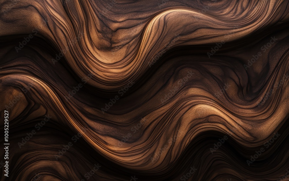Abstract Wavy Dark Wood Grain Texture Background, Natural Wooden Surface, Brown Wood Pattern. Abstract Wavy Dark Wood Grain Texture Background, Natural Wooden Surface, Brown Wood Pattern.