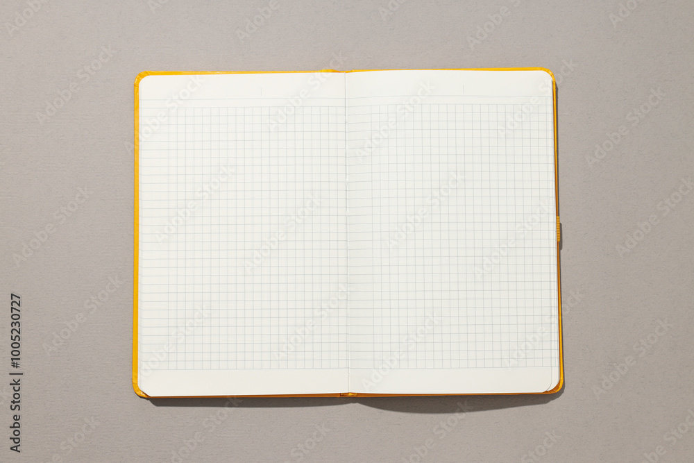 An open notebook lies on a light background An open notebook lies on a light background