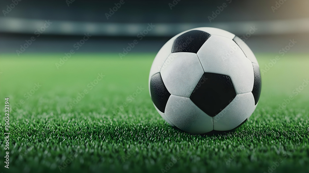 Close-up of a soccer ball on a vibrant green field, perfect for sports-related themes. Close-up of a soccer ball on a vibrant green field, perfect for sports-related themes.