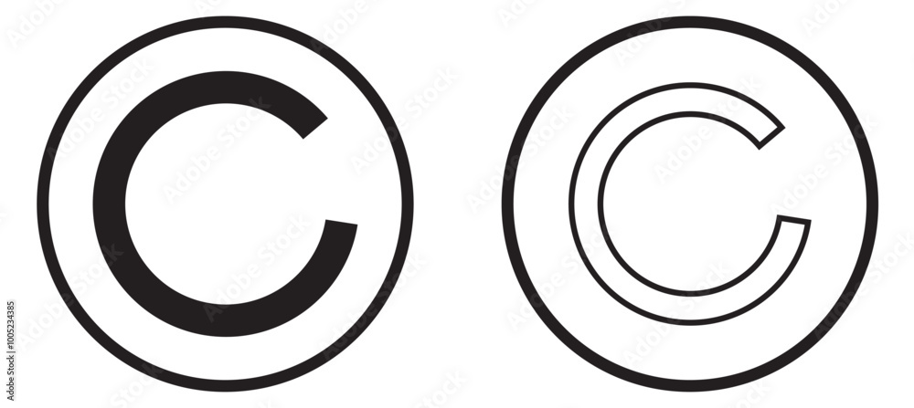 Copyright symbol icon. C letter in circle Copyright symbol icon. C letter in circle