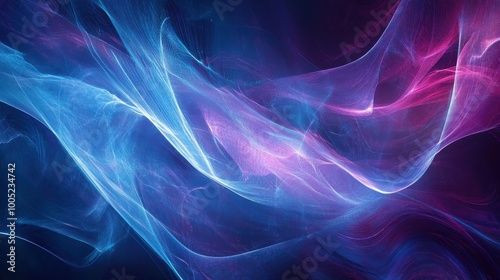 Abstract Blue and Purple Swirling Neon Lights Background.