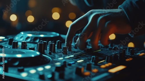 DJ Mixing Music in a Vibrant Nightclub