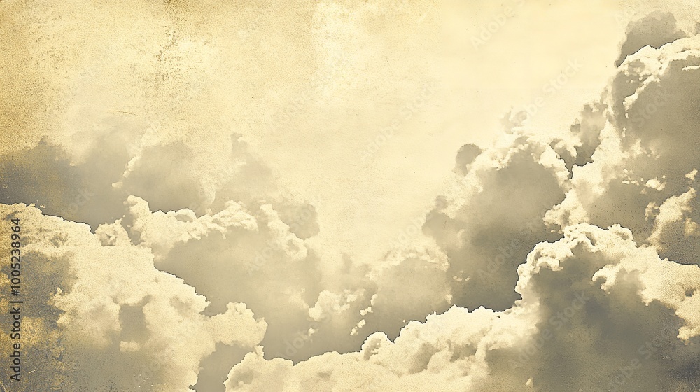 Retro Sky Pattern on Old Paper Texture - Raster Hal Colorful Clouds ...