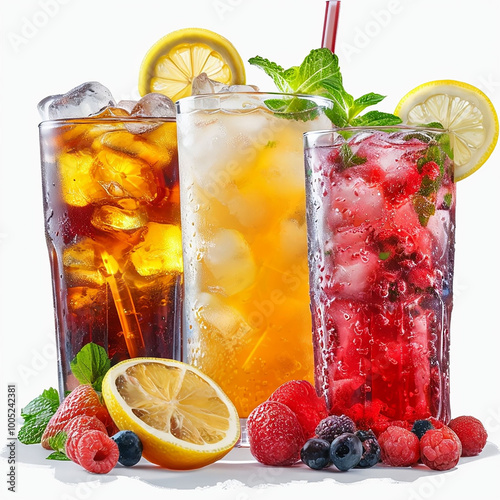 Refreshing Ice-Cold Beverage Collection: Iced Tea and Lemonades