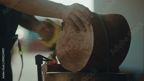 Detailed shot of log cutting with hand saw. Filmed in 4k 23.976 FPS
