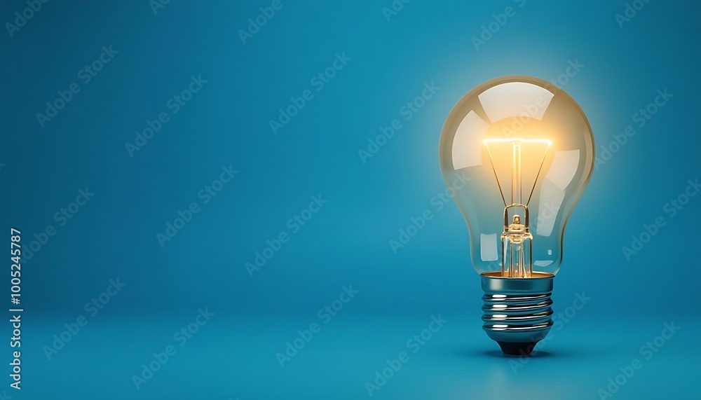 The light bulb appears with copy space against a blue background The light bulb appears with copy space against a blue background