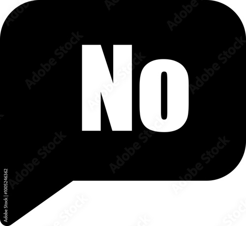 A black button with rounded edges and white bold text that reads "No".