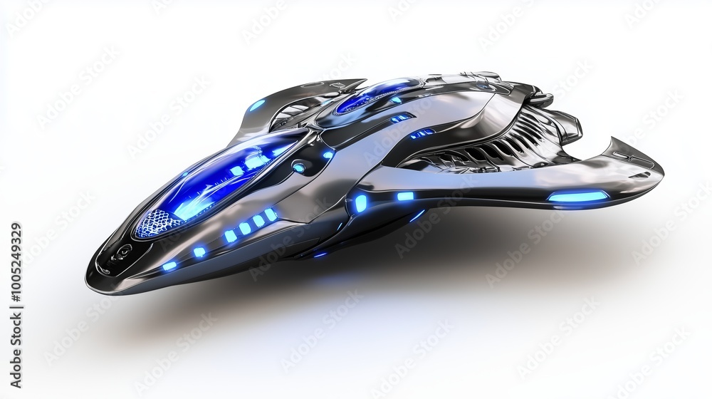 Sleek Metallic UFO with Glowing Features Sleek Metallic UFO with Glowing Features