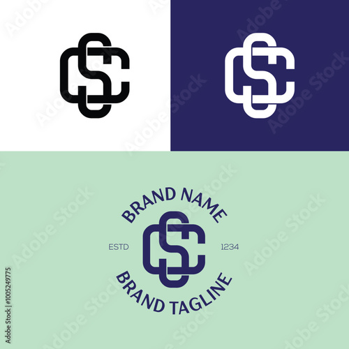 SC or CS monogram initials text letters logo design vector, Creative SC or CS logo ideas template