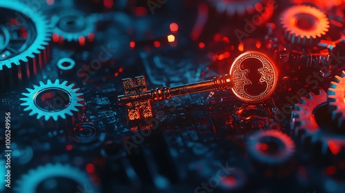 Conceptual illustration depicting gears and Key