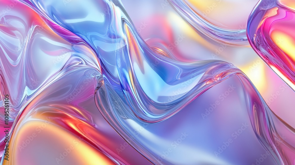 Abstract Liquid Glossy Background with Vibrant Colors in Pink, Blue, and Yellow Tones. Abstract Liquid Glossy Background with Vibrant Colors in Pink, Blue, and Yellow Tones.