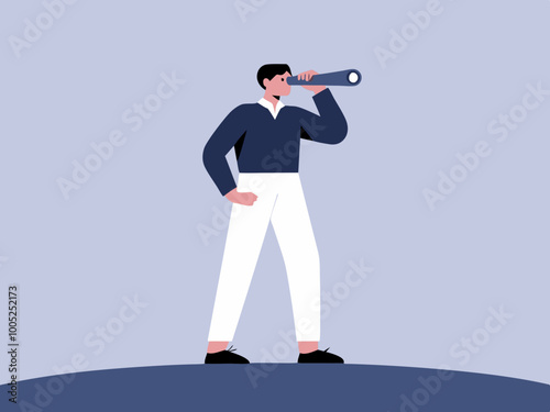 Person Looking Through Telescope Illustration