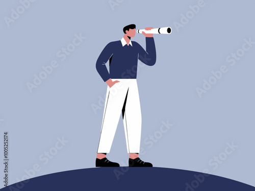 Person looking through a telescope illustration