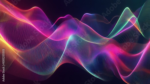 Abstract Colorful Waves Pattern Background - Digital Art, Technology, Futuristic Design