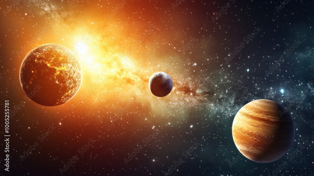 Mercury, Venus, Earth, and Mars orbiting near the Sun, showcasing the inner planets of our solar system Mercury, Venus, Earth, and Mars orbiting near the Sun, showcasing the inner planets of our solar system