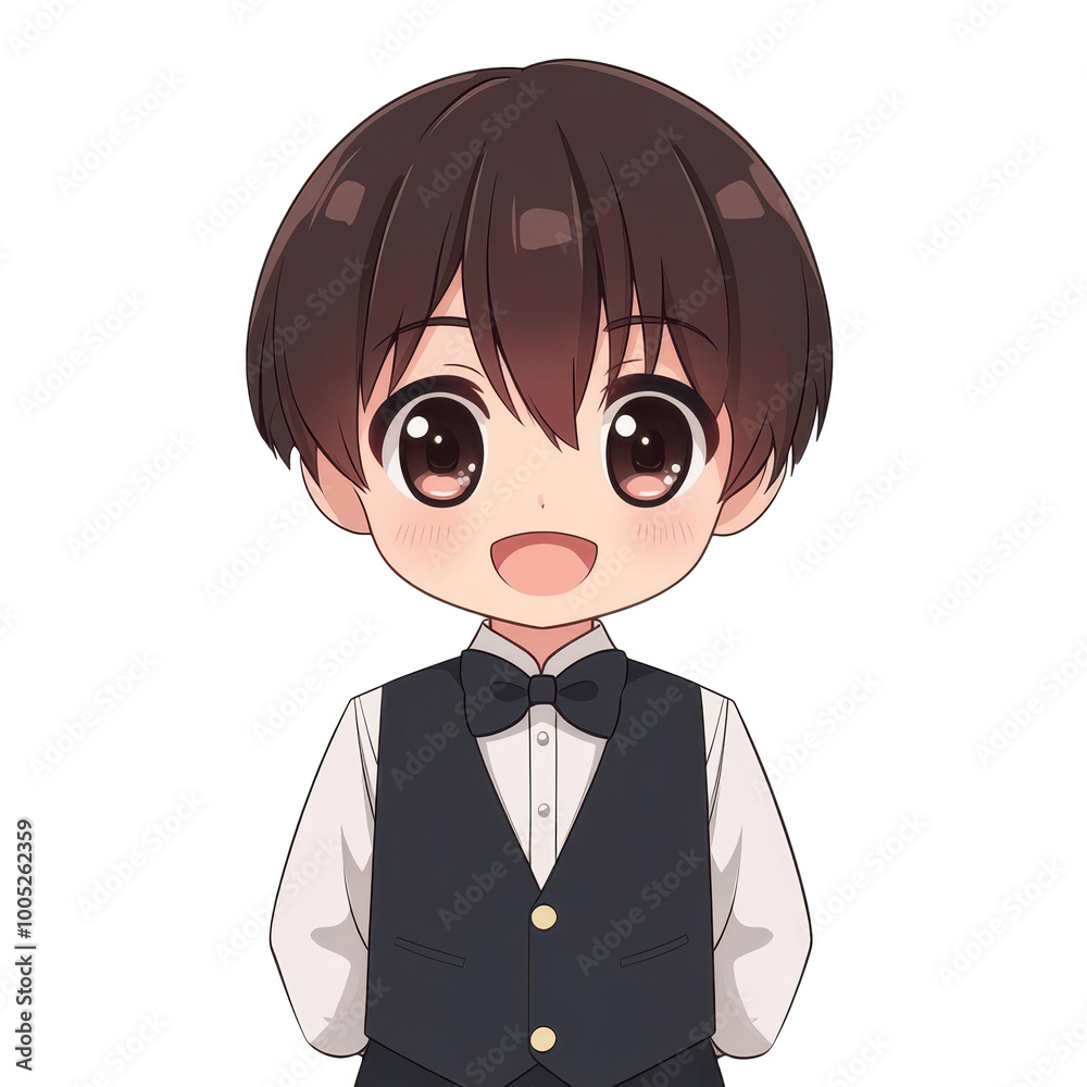 An adorable boys avatar in formal wear with a bow tie, big eyes, and a sweet smile, set against a soft pastel backdrop. An adorable boys avatar in formal wear with a bow tie, big eyes, and a sweet smile, set against a soft pastel backdrop.