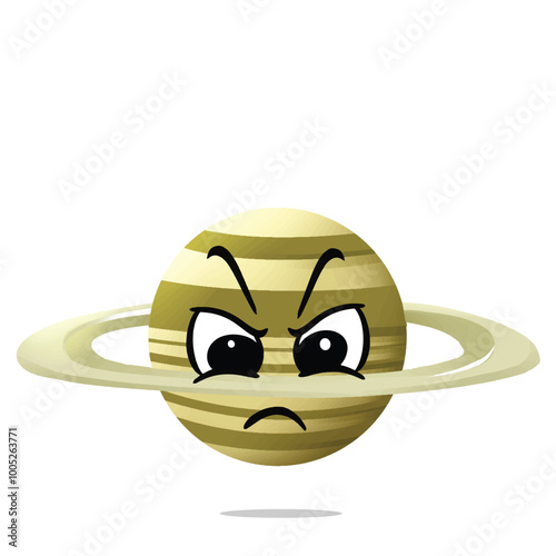 angry saturn character. cute, funny, and playful concept. solar system, astronomy, and education themes