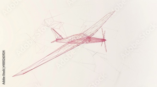 Fototapeta Naklejka Na Ścianę i Meble -  Minimalist 3D Glider Illustration on White Background