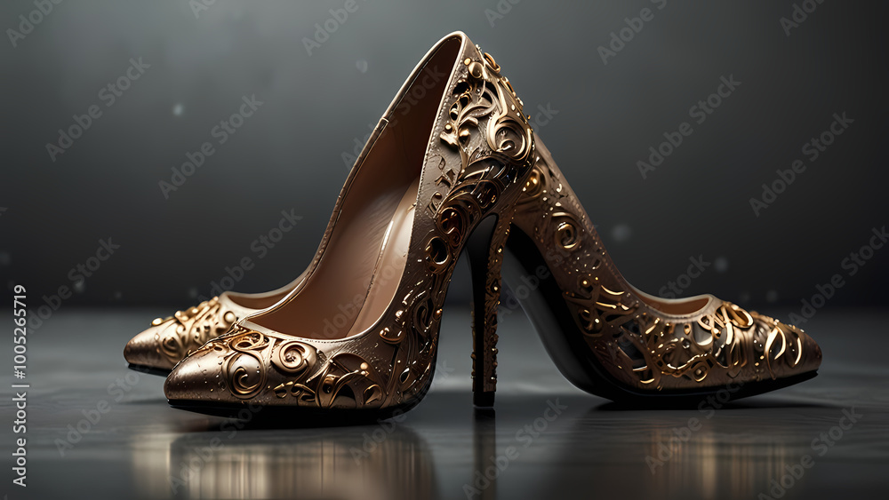 Obraz premium close-up image of women's high heels, showcasing the elegant design and texture