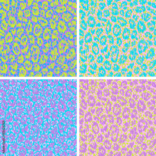 Set of vector seamless patterns in vibrant colors. Fashion designs pack collection.