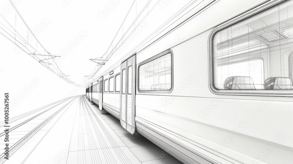 Naklejka premium Minimalist 3D Train Concept in Clean White Space