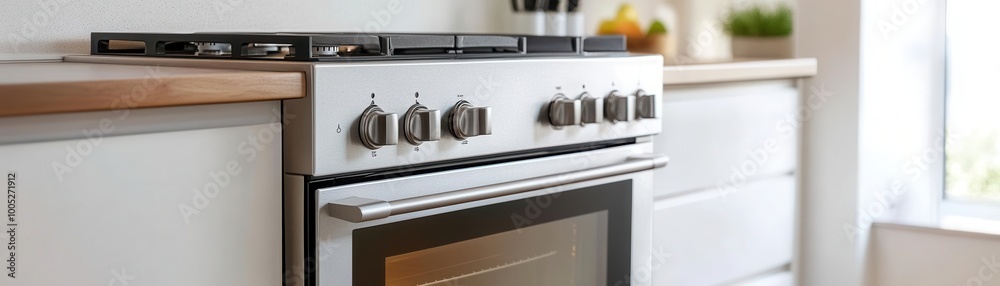Close-up of an energy-efficient oven in use in a modern kitchen, conserve energy, appliance energy efficiency Close-up of an energy-efficient oven in use in a modern kitchen, conserve energy, appliance energy efficiency
