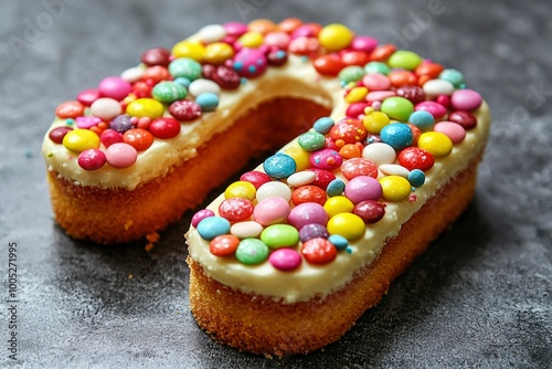 Candy-Topped Cake Shaped Like the Letter U