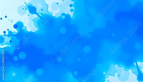 Swirling Blue Watercolor Splash with Fluid Motion and a Variety of Tones and Depth