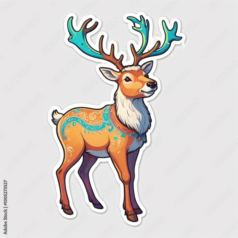 Fototapeta premium Reindeer,full body,colorful